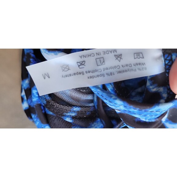 Brazilian Cut Blue Leopard Triangle Bikini With Mesh Skirt Sz M - Picture 5 of 6